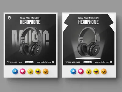 Modern Headphone Social Media Post Design advertising graphic design headphones marketing post design modern post design online marketing post post social media post template