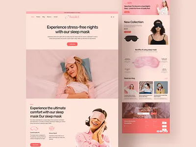 Auralief Sleep Mask Web Design, Stress-Free Comfort for Women famine hero section landing page minimal minimal design mockup modern design sleep mask ui ui ux design web design