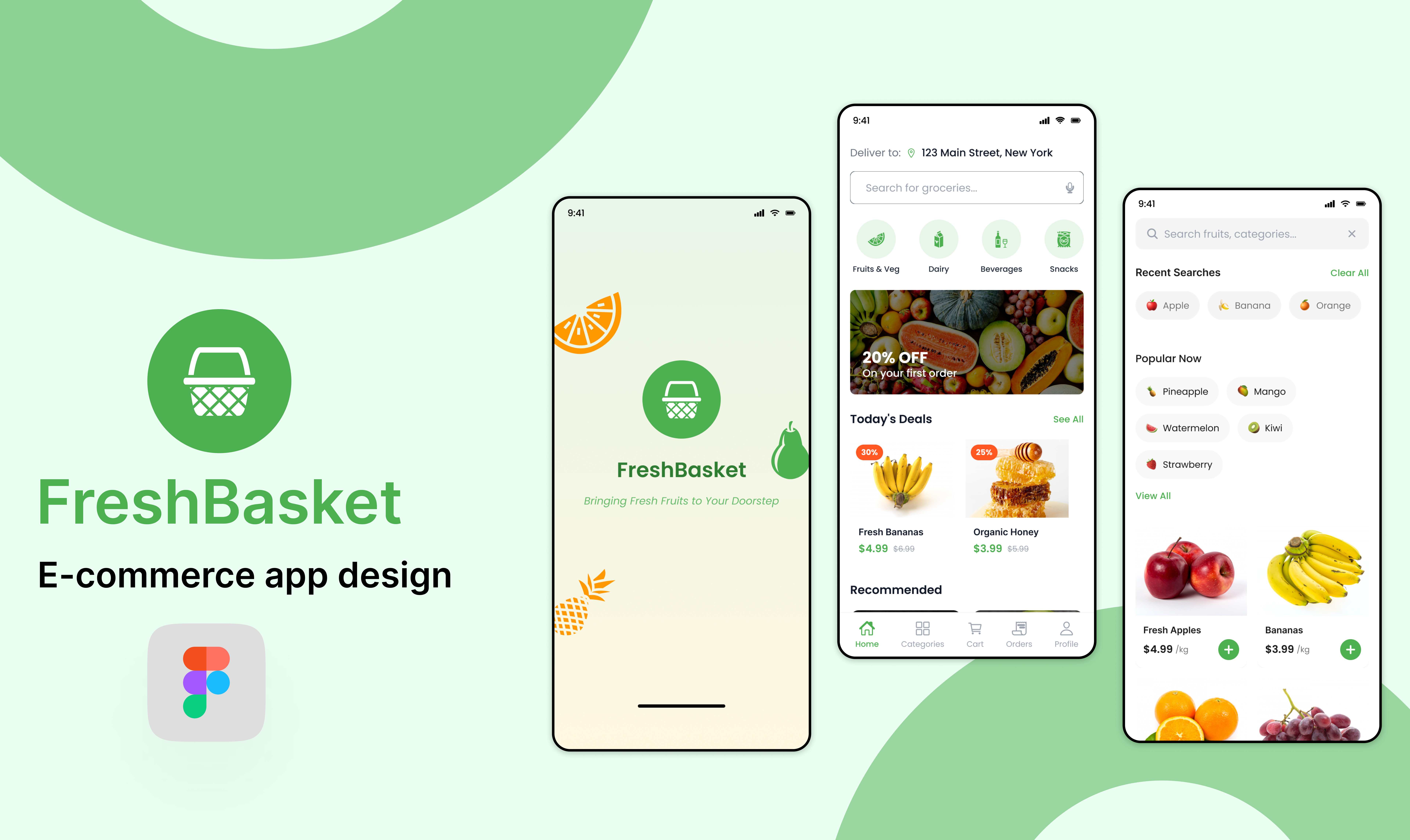 FreshBasket – E-commerce App for Fresh Fruits Delivery app ecommerce grocery minimal mobail app ui uiux user experience user interfase