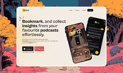 glimtapp.io app branding graphic design landing page web