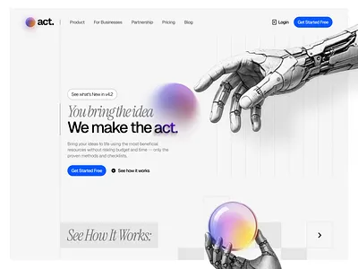 ● act. Landing Page Hero 3d ai hero landing page minimal design product design saas ui visual design