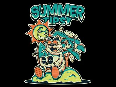 SUMMER TIPSY - #artforsale art artwork cartoon clothing design illustration merch