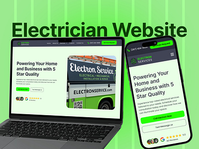 Electrician Services Website Home Page UI business website electrician website home page landing page services website ui website website design website ui