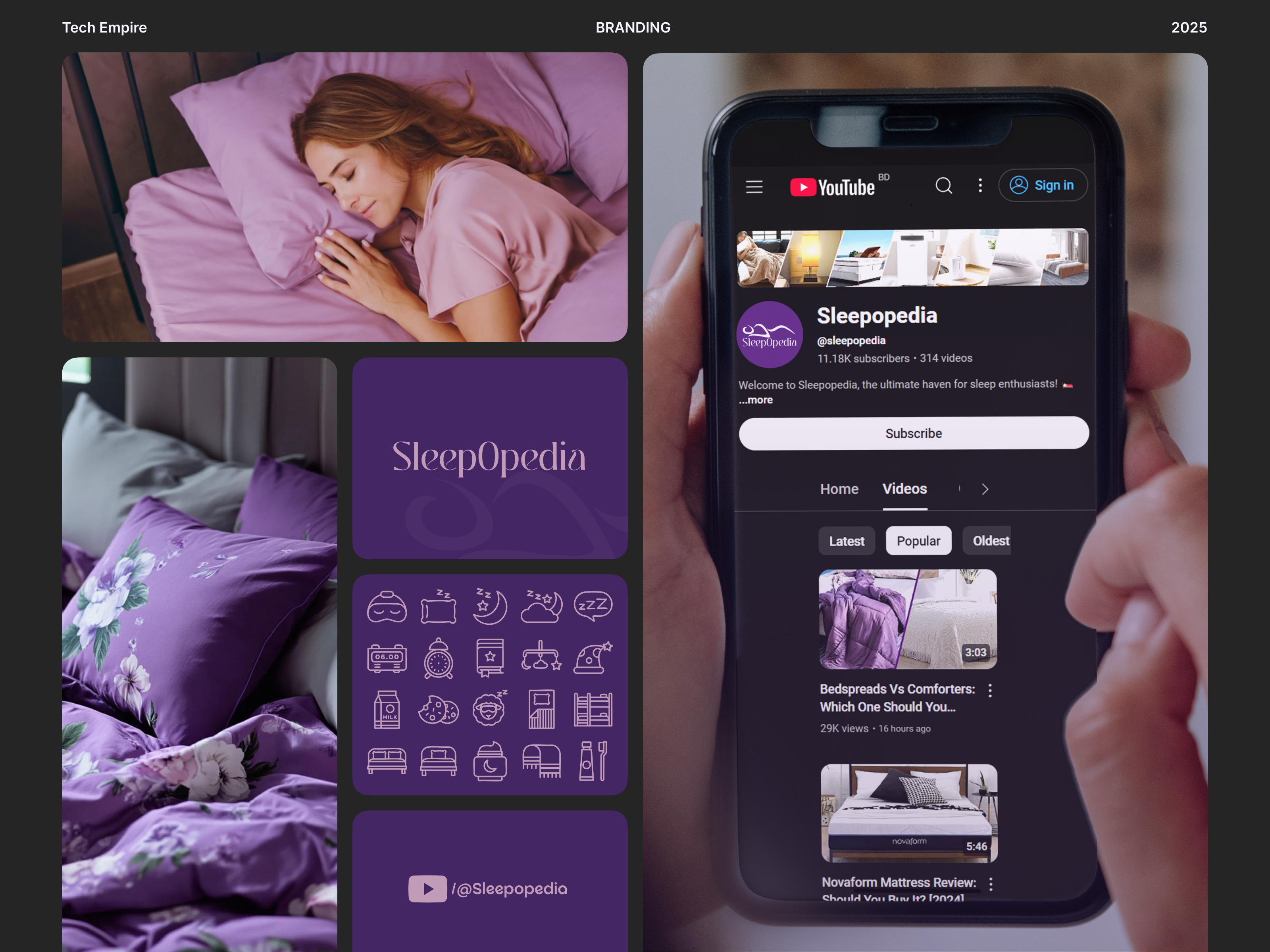 Sleepopedia – For True Sleep Enthusiasts animation brand strategy branding calm colors clean aesthetic graphic design health wellness lifestyle brand logo logo design minimal design modern branding motion graphics serif typography sleep brand sleepopedia wellness branding