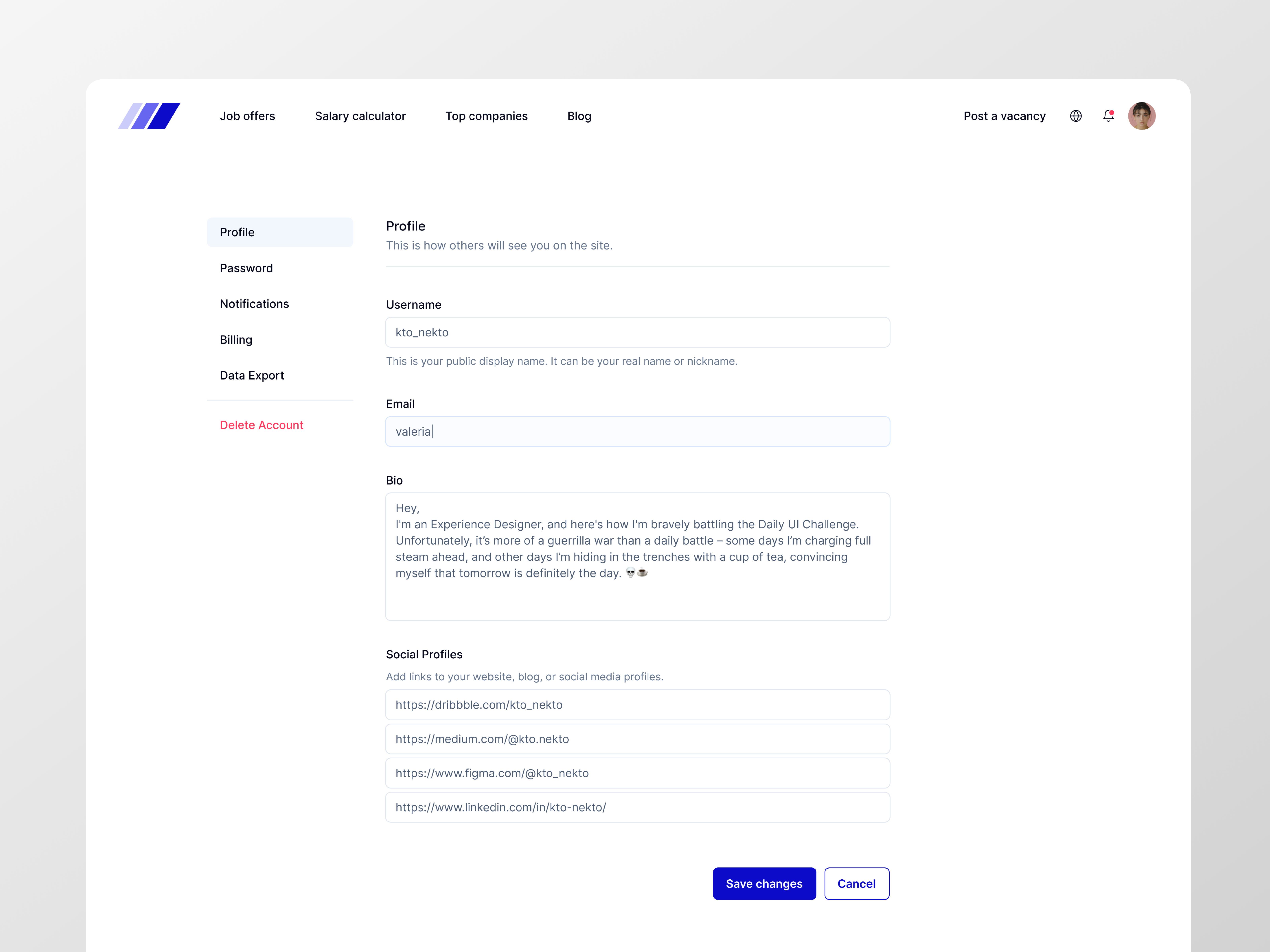 Settings – Daily UI #007 account settings dailyui form general settings profile settings settings web web design