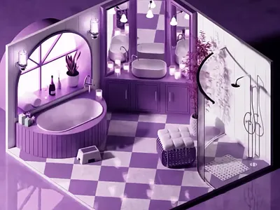 Lavender Luxury Bathroom 3d 3d art 3d art work 3d bath 3d bathroom 3d design 3d interior 3d model 3d modeling 3d shower 3d visual bath bathroom graphic design interior design lavender lavernder bathroom luxurious luxurious interior modern