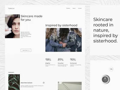 Sorelle - Skincare landing page branding cosmetics ecommerce landing page minimal design skincare ui ux