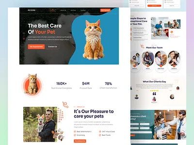 Smart Pet Care Landing Page UI Design ai in pet care animal care animal care app clean ui creative landing page dashboard pricing ui figma design modern ui pet app design pet care landing page pet grooming website pet services responsive design smart pet care smart pet solutions veterinary ui