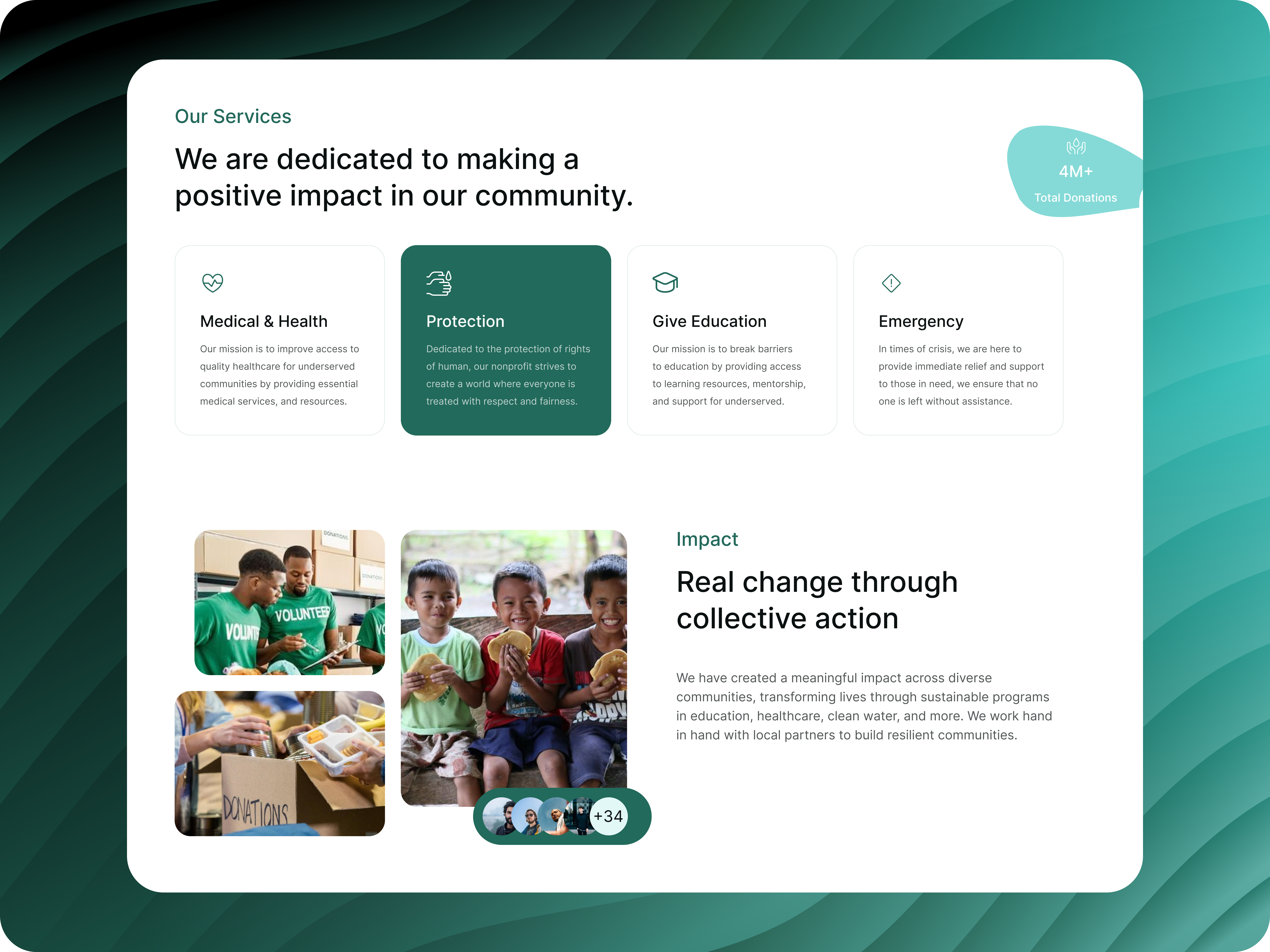 Website for a non-profit organization actofkindness changemakers charitywork clean communitysupport giveback helptheneedy hopeinaction humanityfirst impactlives makeadifference minimal nonprofit strongertogether supportthecause togetherforchange ui ux volunteernow web