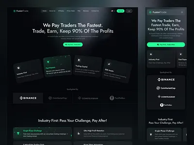 FusionTrade - Website bitcoin blockchain branding cryptocurrency design ethereum figma landing page market stock trade trading trading platform ui ux web website