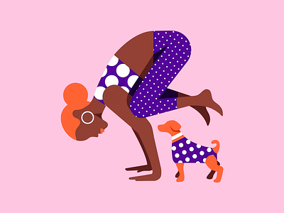 Balanced Yoga and Loyal Companion artistic expression balanced life calm moment colorful illustration cute dog fitness illustration fitness lifestyle home workout inner peace joyful scene mindful practice minimalist art modern illustration peaceful vibes pet companion pet love playful design polka dot vibrant colors yoga pose