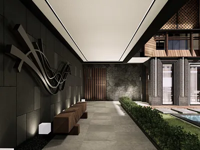 Luxury Villa Entrance Bali Vibe Architecture & Interior Design 3d design 3d modeling architecture architecture design elegant elegant house design elegant villa house house design interior interior design luxury luxury home mansion mansion design villa villa design