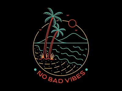 No Bad Vibes 2 apparel beach branding california good vibes hawaii holiday illustration monoline nature ocean outdoor quotes sea summer surfing t shirt design travel tropical vacation