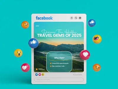 Travel Social Media Post Design design explore hiking illustration instagram marketing mountain nature post design social media tour travel travel industry tree world