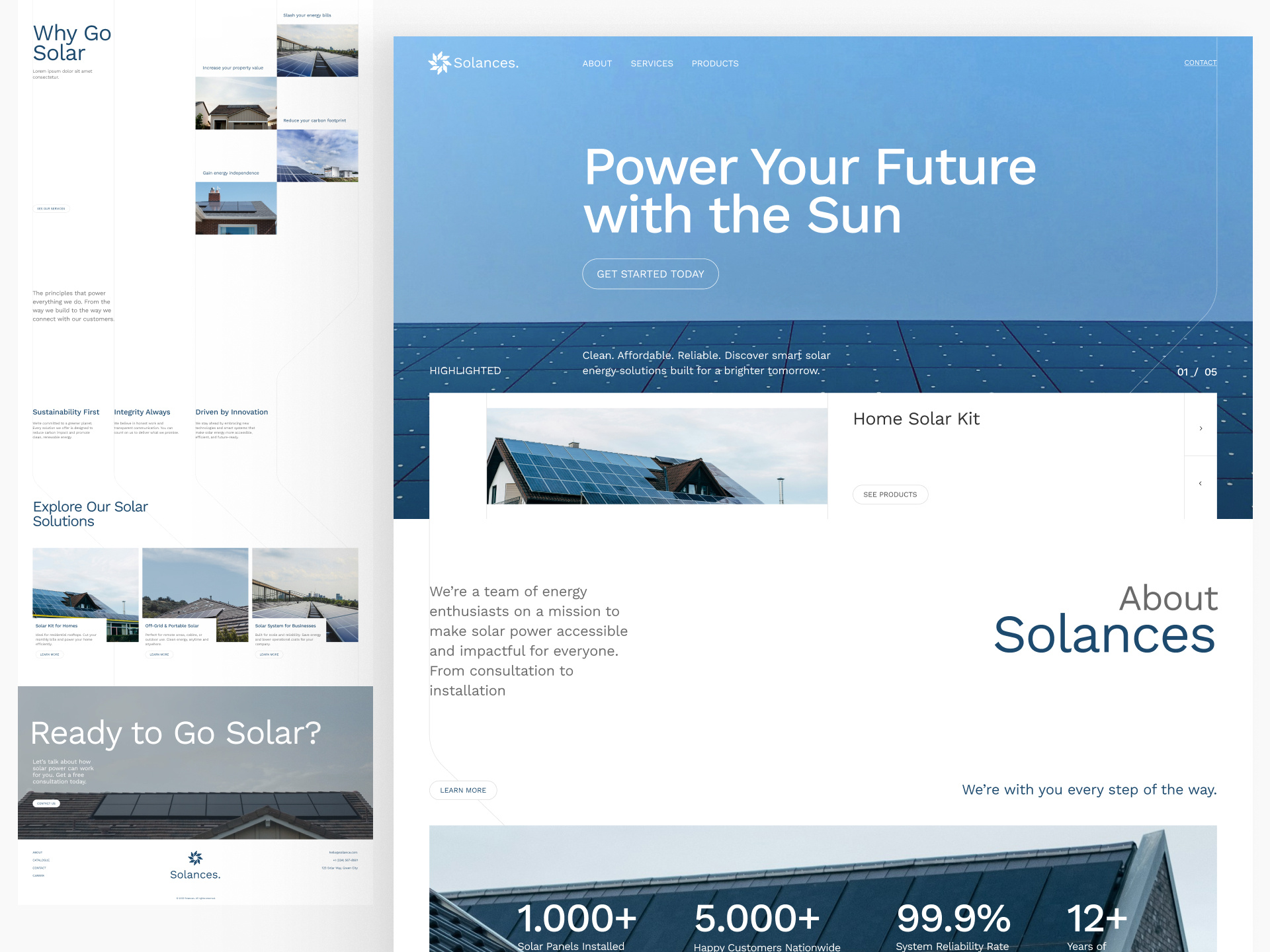 Solances - Solar Energy Company Website clean corporate energy environmental design landing page light minimaldesign minimalist product renewable solar solar energy solar panel sustainable ui ui design ui inspiration web design website white