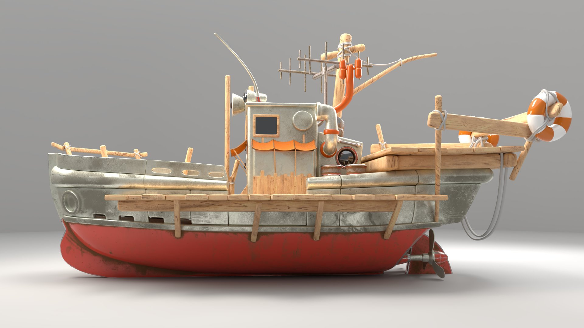 Example of 3D Boat  Modeling & Texturing For Game