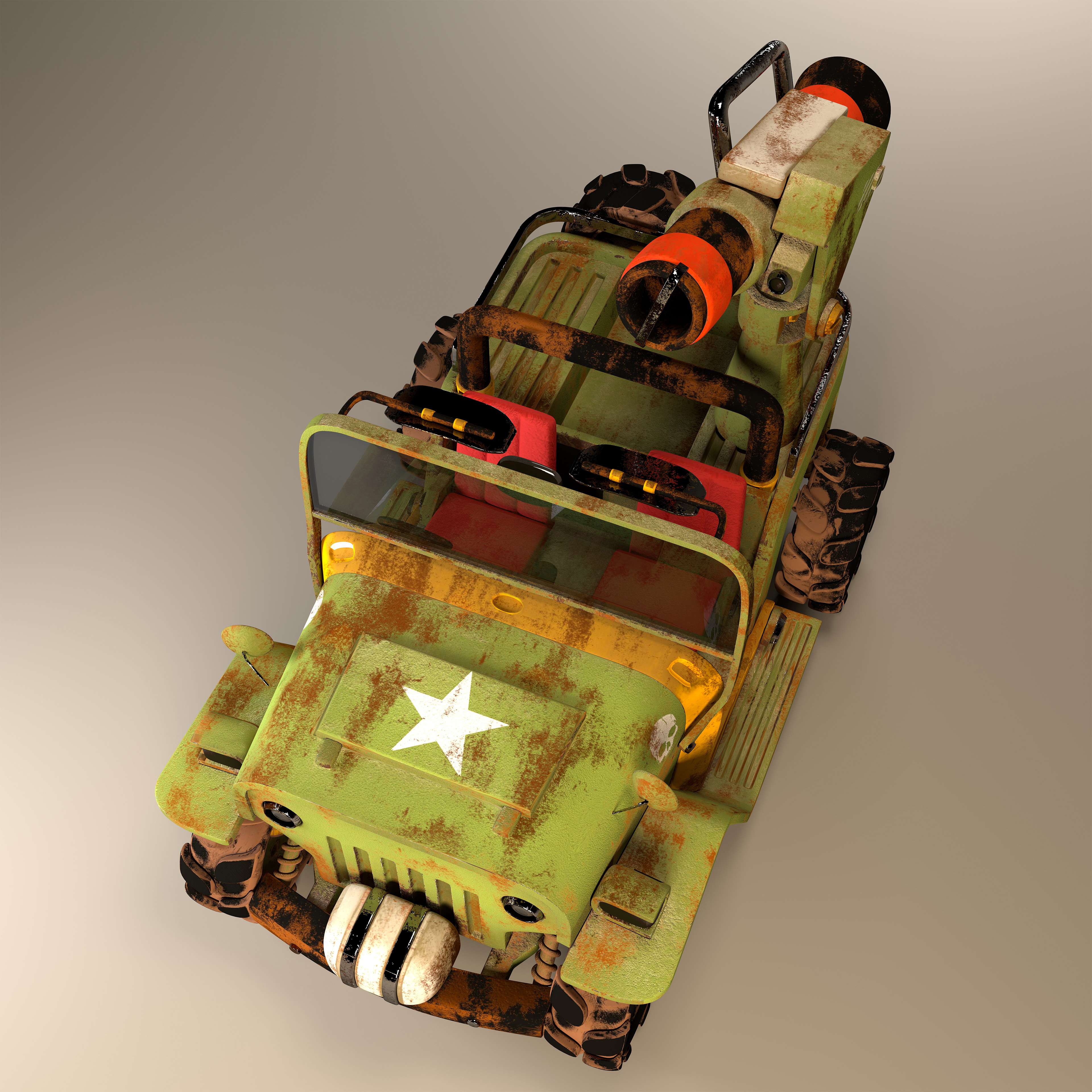 Example of 3D Jeep Modeling & Texturing For  Game