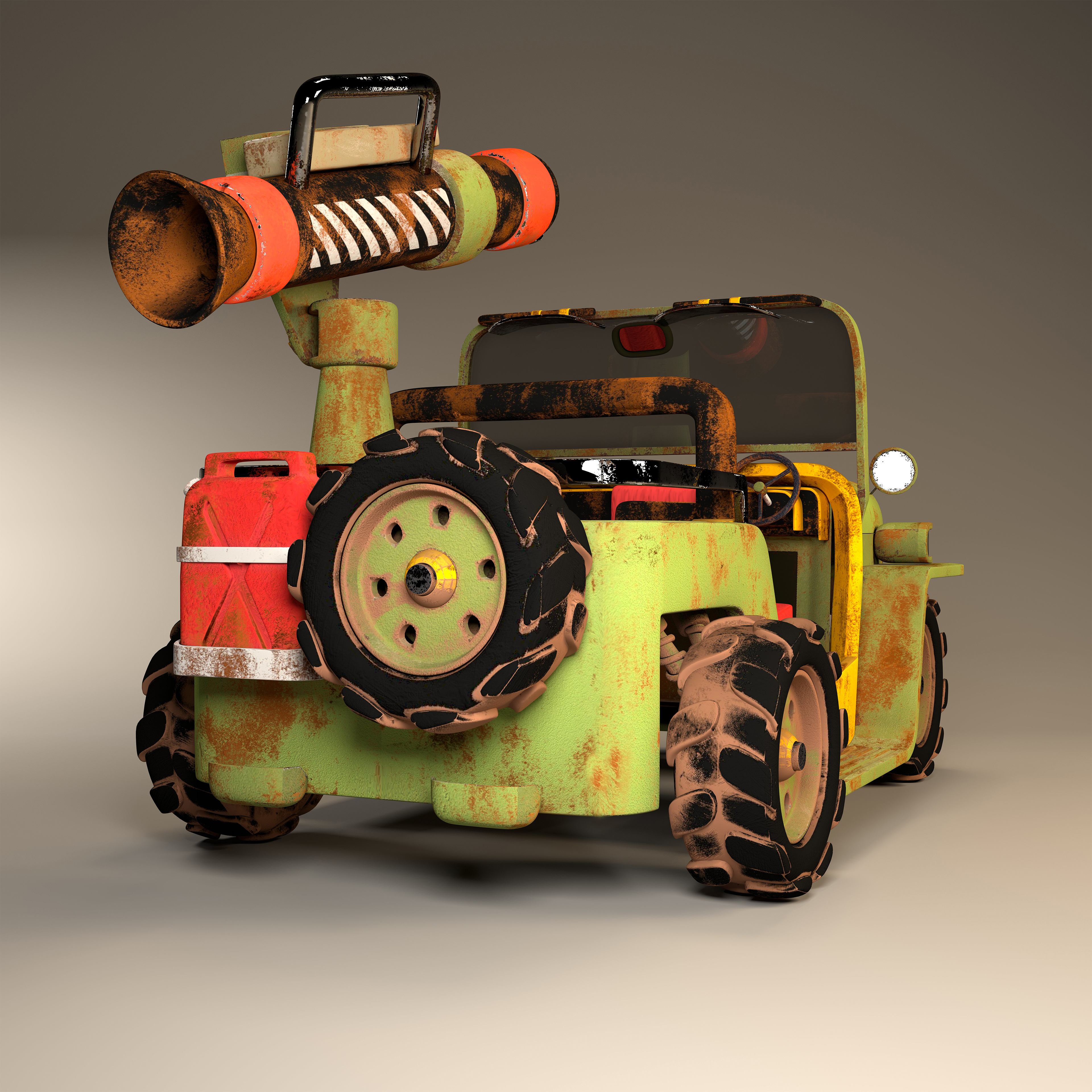 Example of 3D Jeep Modeling & Texturing For  Game