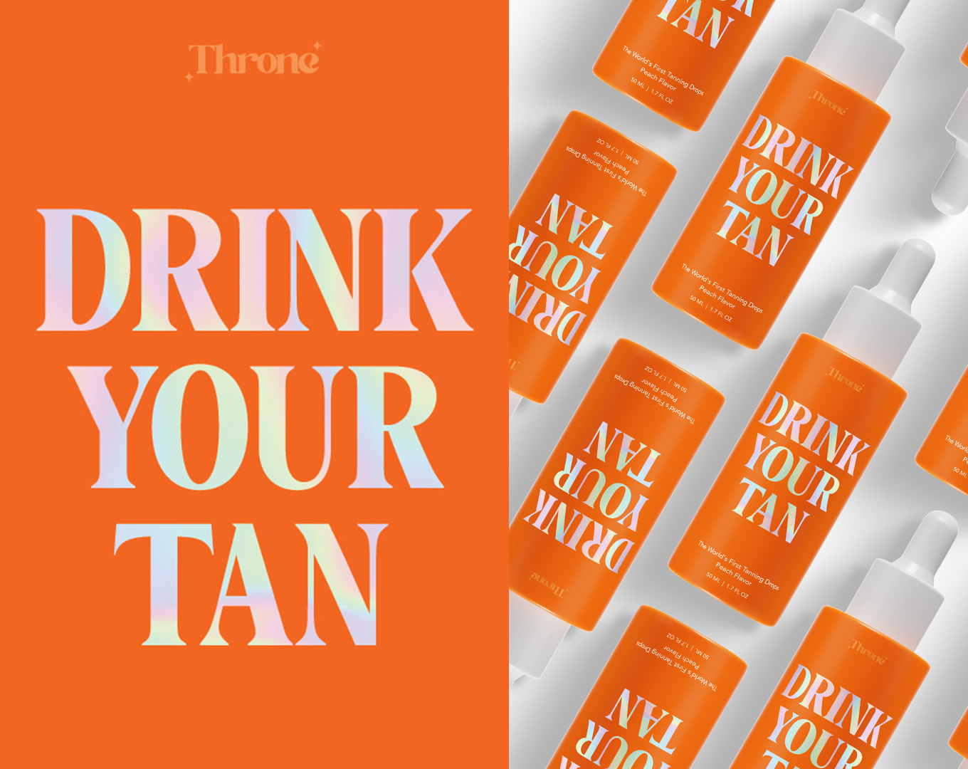 Throne Tanning Drops Drink Your Tan branding label minimal packaging packaging design skincare branding summer tanning drops visual identity