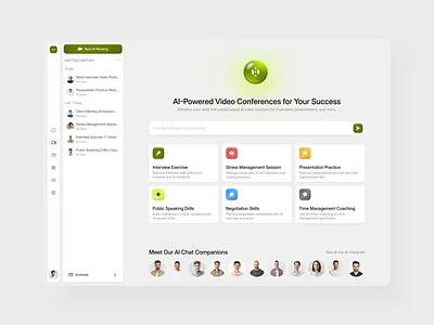 TalkFusion - AI Chat Dashboard [Video Conference] ai chat ai video artificial intelligent clean design dashboard design interview exercise new chat presentation practice ui ui design uiux video conference