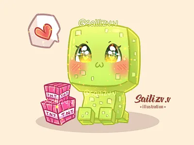 Creeper Fanart Art Kawaii by sailizv.v adorable adorable lovely artwork concept creative cute art design digitalart illustration