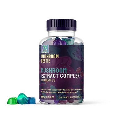 Supplement Brand Label Design brand label design gummies gummies packaging health brand health product label design labels mushroom brand mushroom gummies mushroom supplement gummies packaging private label product label design supplement supplement label design