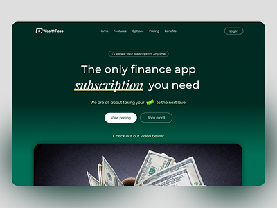 Finance Subscription App – Hero Section UI Design cleanui design dribbbleshot figmadesign fintechdesign graphic design landingpage pushkarverma typography ui webdesign