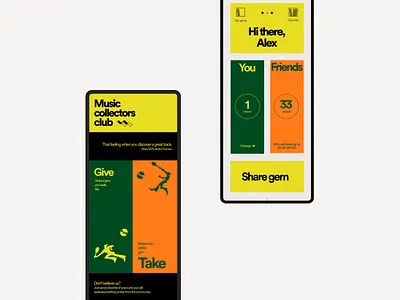 Social music discovery. branding landing page mobile ui