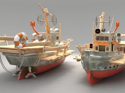 3D Stylized Boat Modeling & Texturing For Your Game 3d design 3d modeling texturing 3dmodeling autodesk maya blender boat game assets game ready hard surface modeling high poly modeling low poly low poly modeling pbr texturing substance painter uv mapping and packing vehicles weapons