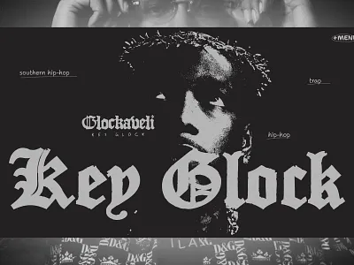 Hero Section - Key Glock art directed branding design editorail design graphic design hero section hip hop illustration music musician rapper singer ui user interface web design