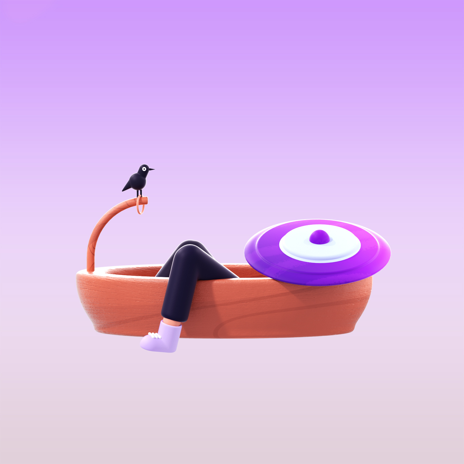 Floating boat 3d 3d illustration character color colorful cute design graphic design illustration