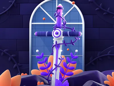 Magic Sword 3d 3d illustration color colorful cute design fantasy illustration magic sword