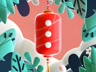 Japanese Lantern 3d 3d illustration color colorful cute design illustration japan