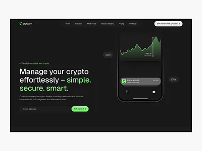 Crypto website design branding clean crypto dark design graphic design illustration logo minimal modern ui uiux uiuxdesign webdesign website