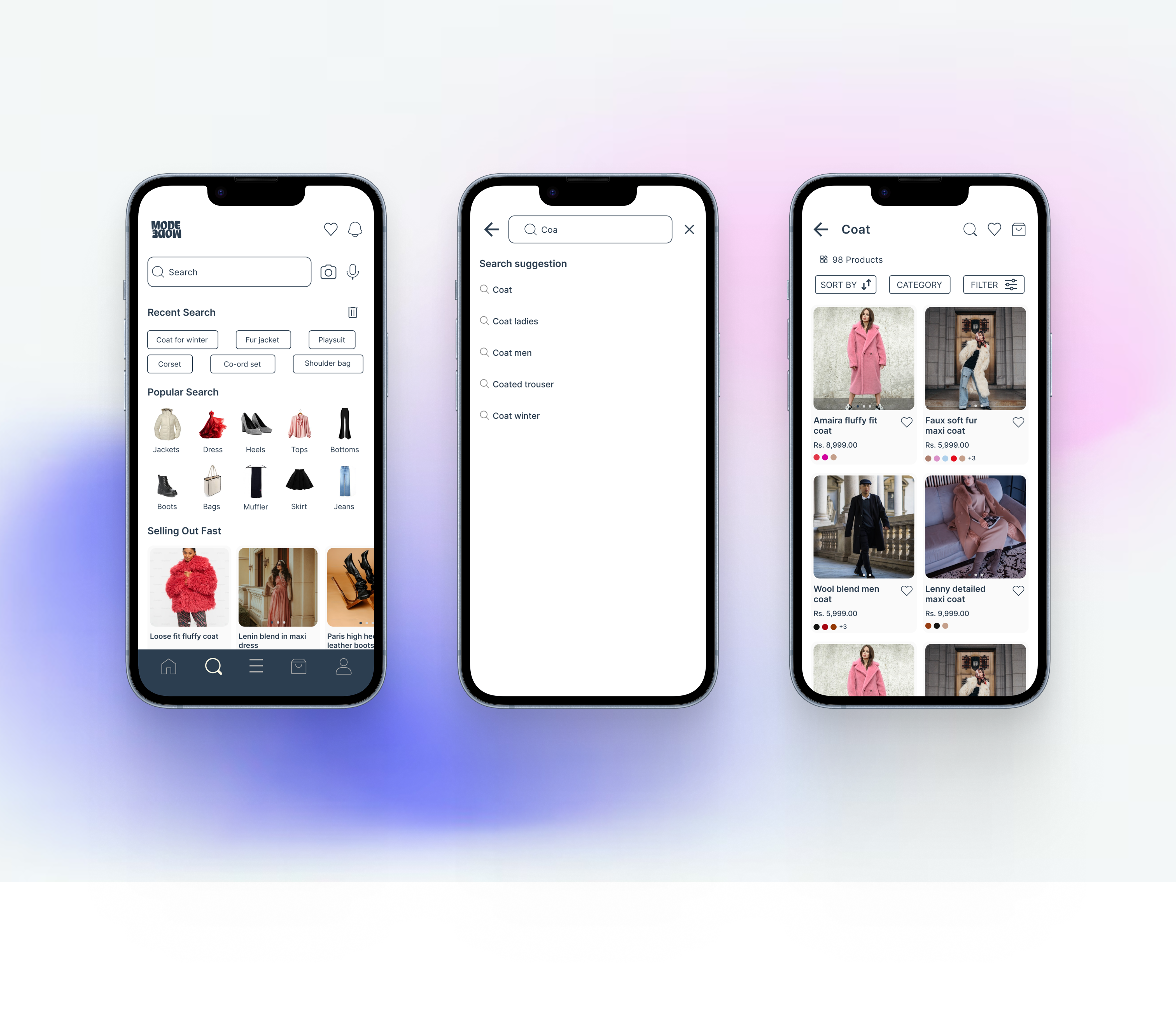 Conscious Fashion App (UI/UX Concept) app branding concept design fashionapp search searchpage searchresult ui ux