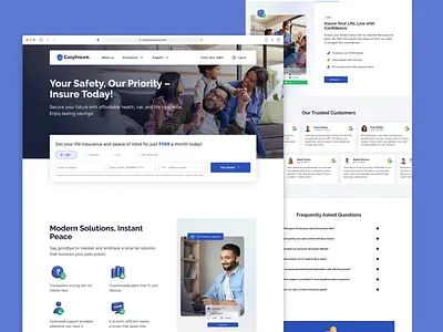 Insurance Web Design Landing Page 3d clean design insurance landing page solutions ui web design website