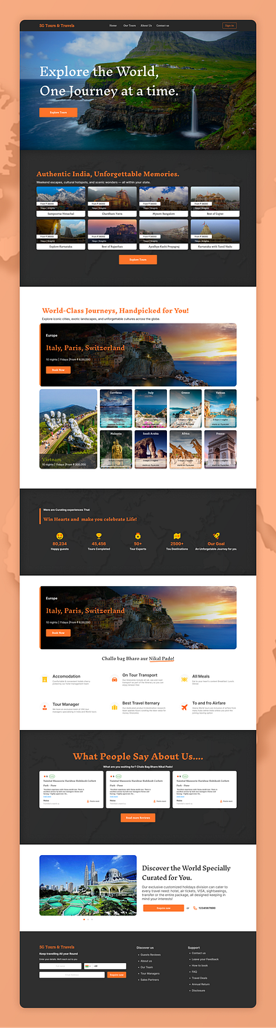 Landing Page for Tours and Travels Website design responsive web ui ux web ui