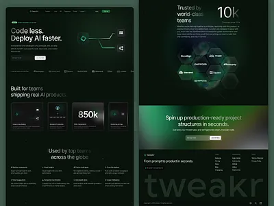 Tweakr AI Code - Wesbite ai artificial artificial intelligence branding code dark green ui ux webdesign
