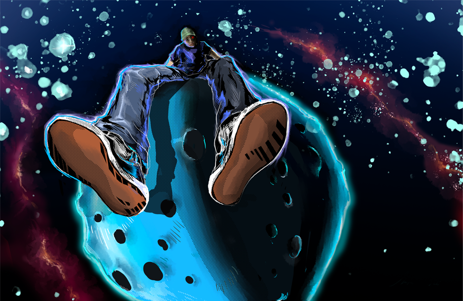 FROM THE MOON artist artwork asteroid digitalart floating gravity handmade illustration illustrator marcodenicolò mdndesign mood moon photoshop planets prospective shadow solarsistem space stars