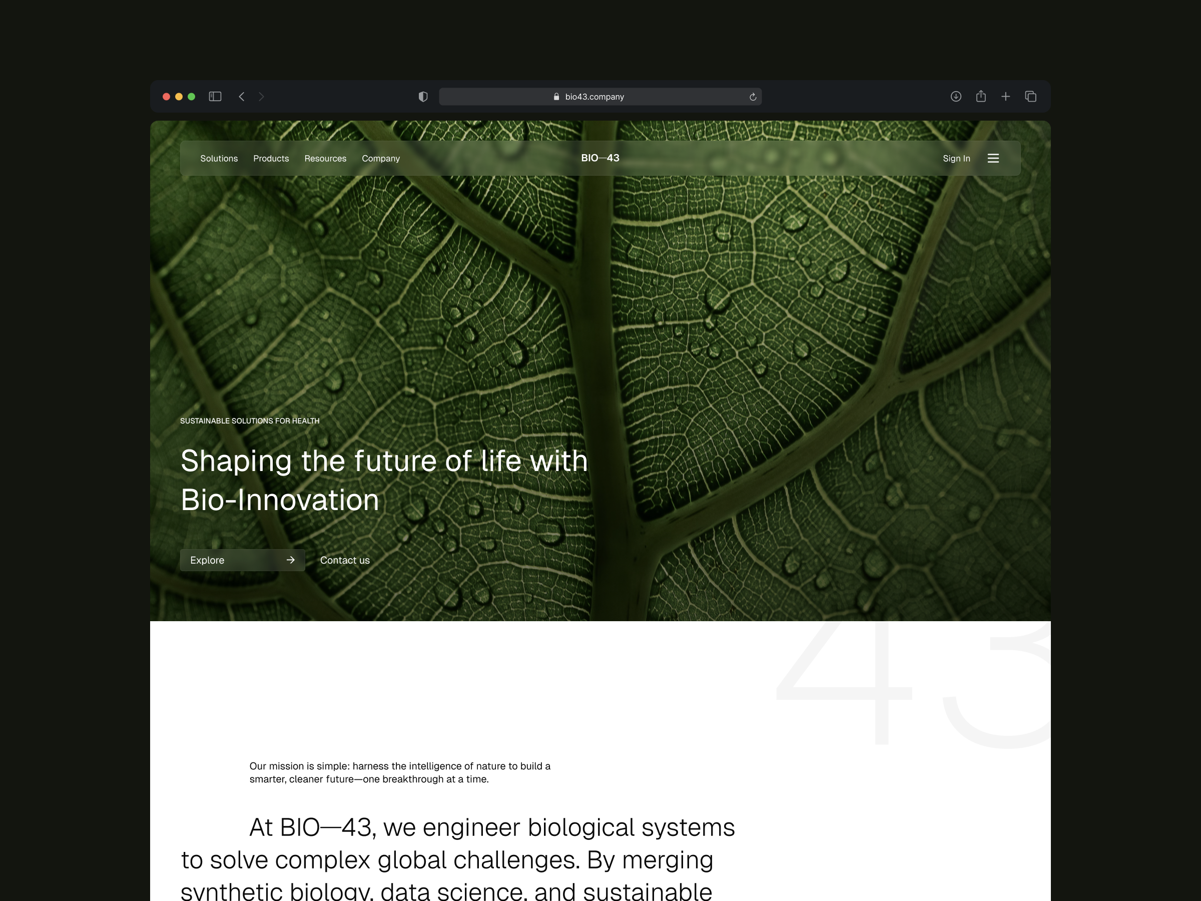 BIO—43 - Visual exploration ⁰¹ bio branding clean figma innovation landing page minimalism modern nature navigation product design sustainability ui ux visual exploration web design website
