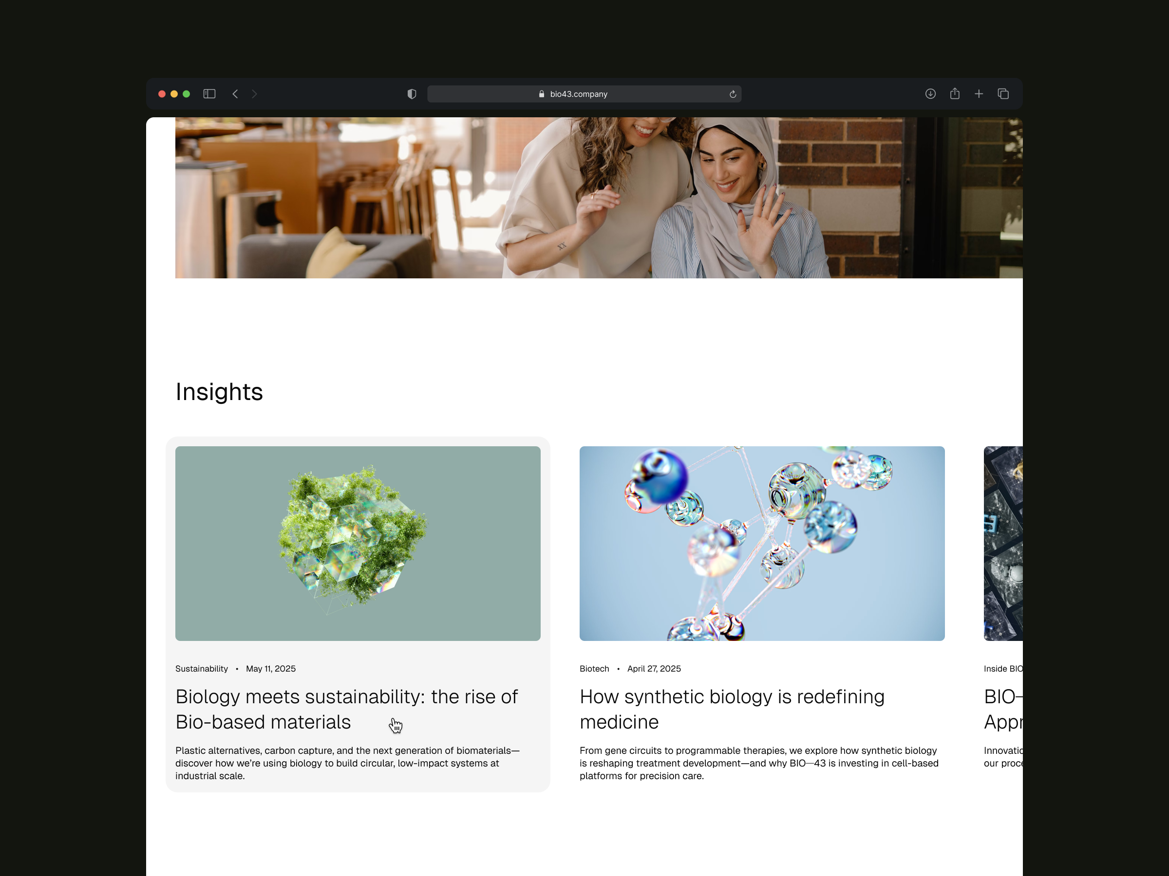 BIO—43 - Visual exploration ⁰³ bio blog branding clean design exploration figma hover innovation insight landing page layout minimalism modern product design sustainability ui ux visual exploration web design website