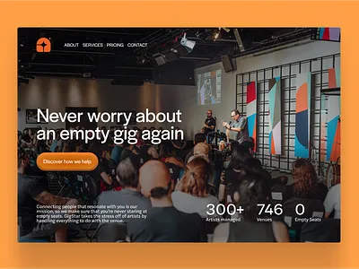 Music Gig Concept - Hero Section Design graphic design hero hero design hero section hero section design landing page landing page design ui ux web design webflow website design website hero website hero section website landing page