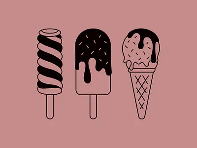 Trio of Treats - Illustration Design art art design art illustration artwork cone dessert digital art food food art ice cream ice cream collection illustration line art modern art pink popsicle summer summery design trio trio of ice creams