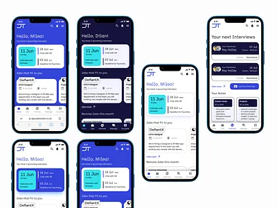 Job Tracker Mobile Web View blue job job board job tracker job vacancy mobile app mobile web mobile web app ui design web app white