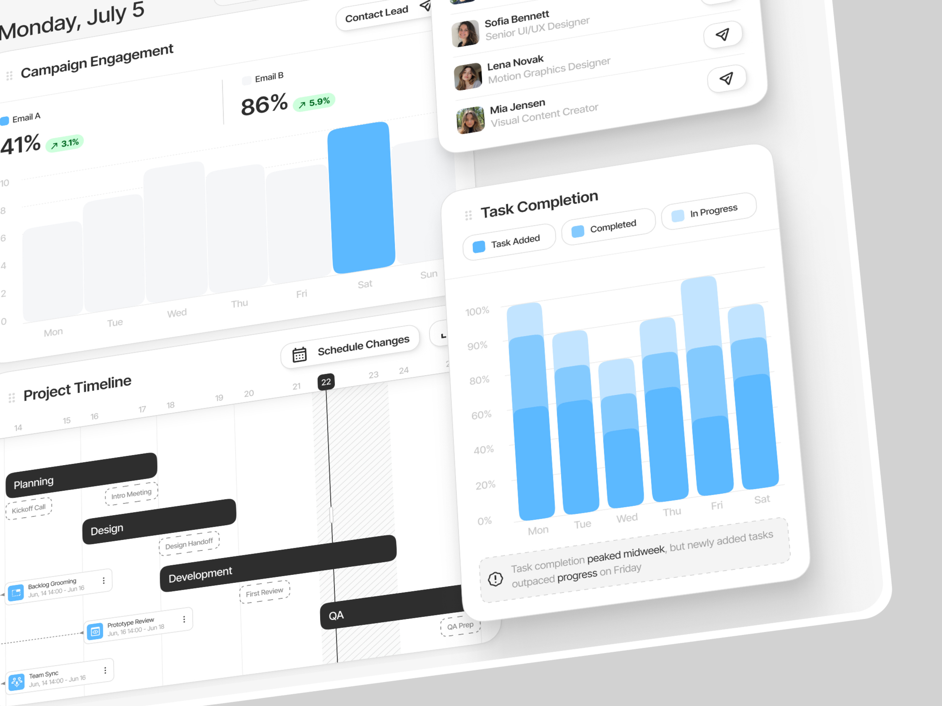 FlowBoard – Project Management Studio dashboard design interface ui ux