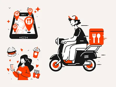Burger Delivery Apps Illustration apps apps design apps illustration burger delivery illustration doodle illustration illustration ui ui illustration uiux