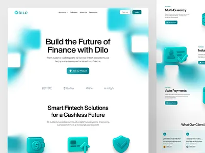 Dilo - Website Landing Page finance fintech landing page startup ui uidesign ux uxdesign wallet web webdesign website