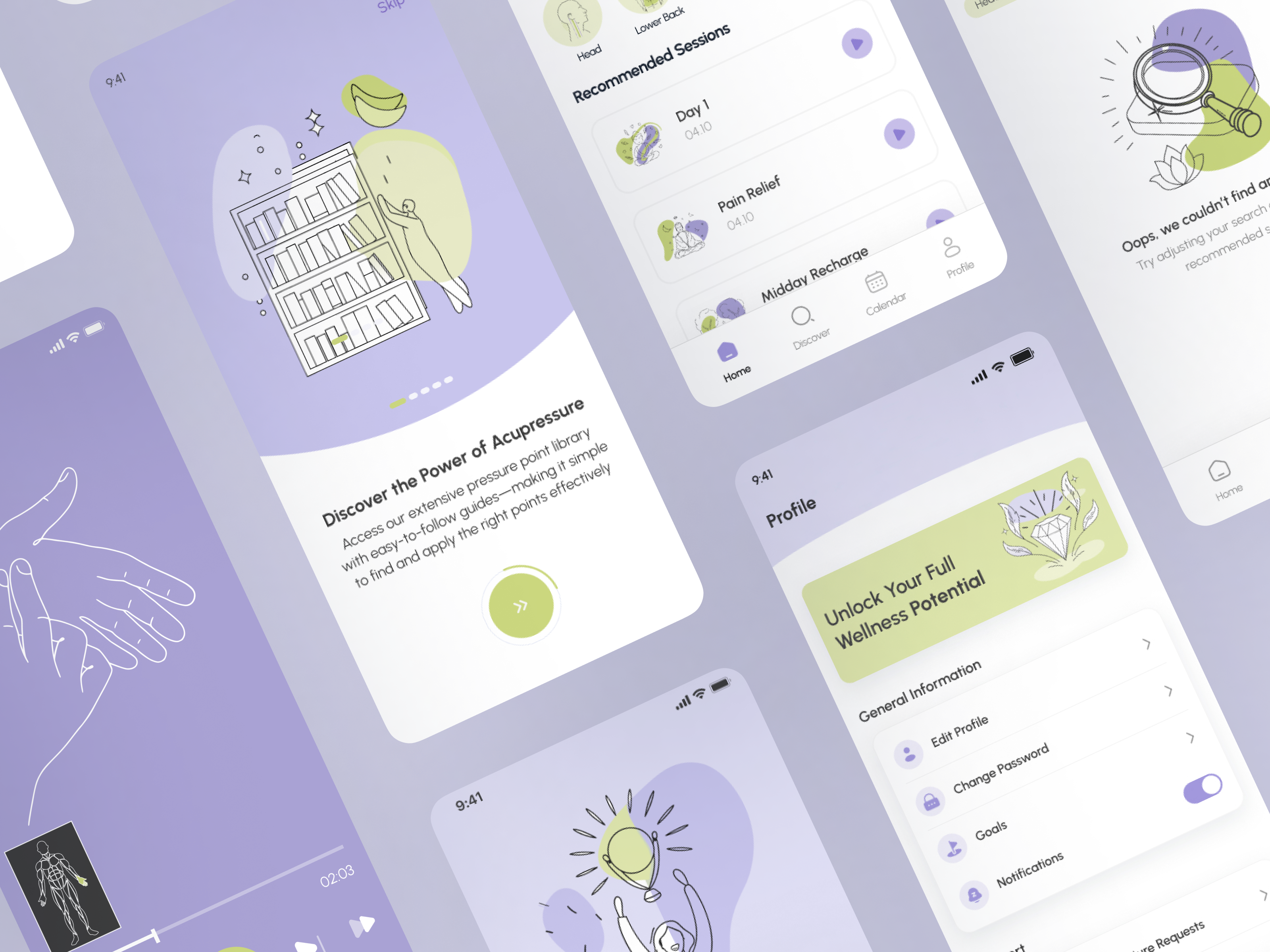 UI/UX Mobile App Design for a Wellness, Health & Acupressure acupressureapp app design beaty calmui figma healthcare healthtech iosapp meditation mental mobile app design mobile ui onboardingux product design selfcareapp ui uiuxdesign ux wellness