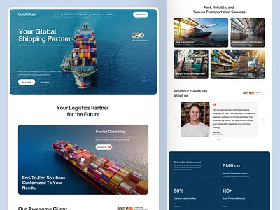 Shipping & Logistics Website Design delisas delisas.com freight services home page landing page logistics logistics website modern ui saas sas shipping shipping website ui ux web design web ui website design
