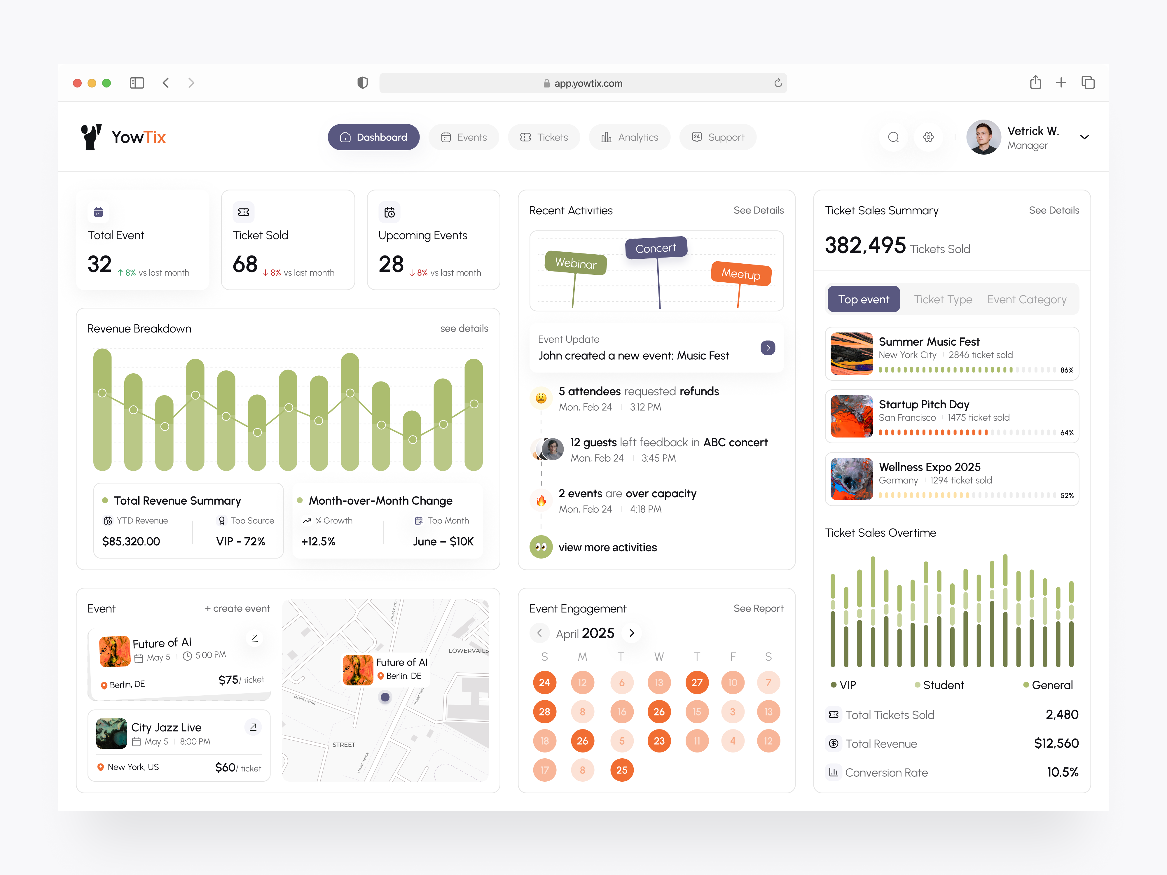 YowTix - Admin Event Management Dashboard admin admin dashboard admin event analytics create event dashboard dashboard design dashboard event dashboard ui design yow event app event dashboard event management event management dashboard events management map saas saas dashboard user experience
